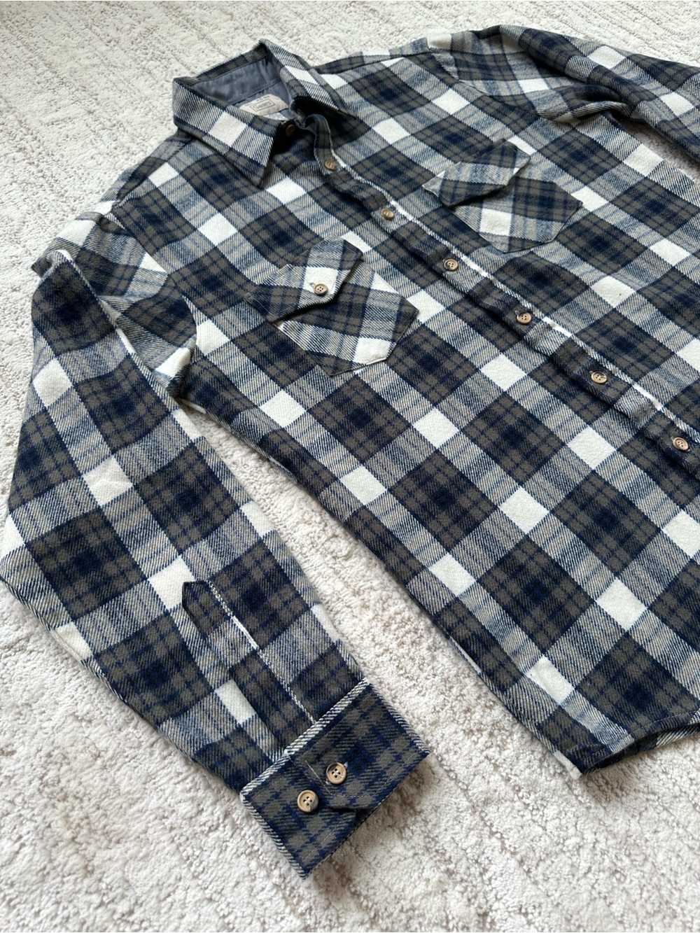 Vintage Sears Flannel Button Down Shirt MEDIUM TALL 15-15 1/2 Plaid 100% Acrylic - Picture 3 of 10